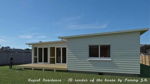 The section and 3D render of the house roughly placed so it fits in to the photograph not accurate position on the site (Dec 01 2010)